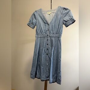 Madewell Chambray Button-Front Midi Dress in Light Blue